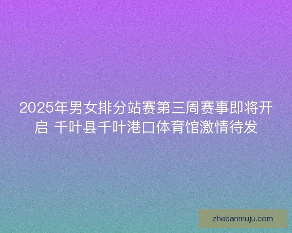 2025年男女排分站赛第三周赛事即将开启 千叶县千叶港口体育馆激情待发 2025年男女排分站赛第三周赛事即将开启 千叶县千叶港口体育馆激情待发