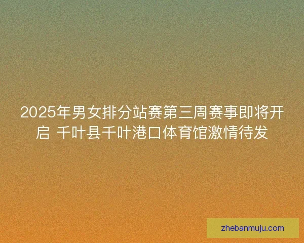 2025年男女排分站赛第三周赛事即将开启 千叶县千叶港口体育馆激情待发