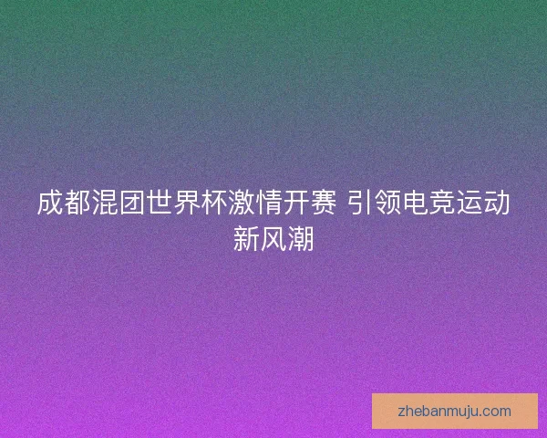 成都混团世界杯激情开赛 引领电竞运动新风潮