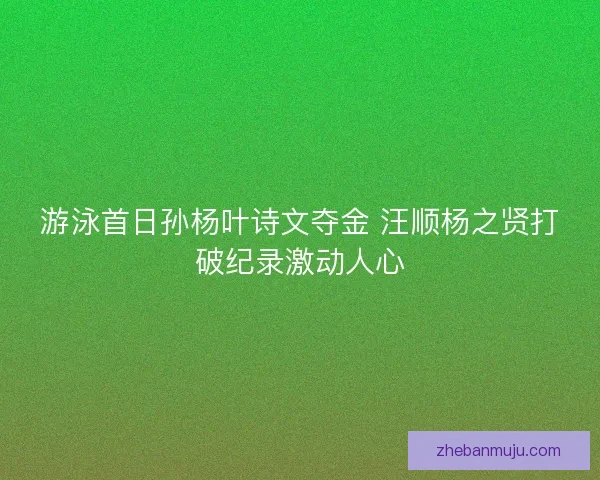 游泳首日孙杨叶诗文夺金 汪顺杨之贤打破纪录激动人心 游泳首日孙杨叶诗文夺金 汪顺杨之贤打破纪录激动人心