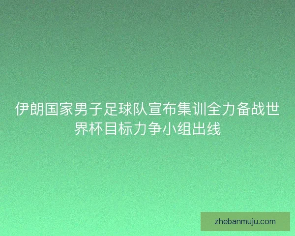伊朗国家男子足球队宣布集训全力备战世界杯目标力争小组出线